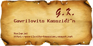 Gavrilovits Kasszián névjegykártya